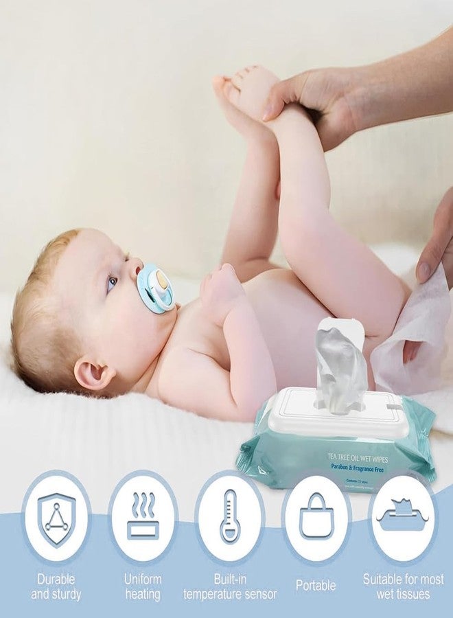 Glomora Baby Wipe Warmer, Wipe Warmer Thermostat Temperature Double Layers Cover Portable USB Wet Wipe Heater for Home,Light Blue - Image 3
